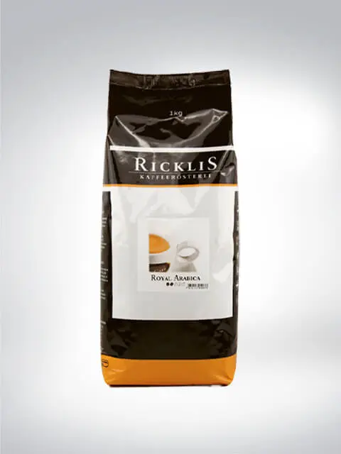 Packung Kaffee von Ricklis Kaffeerösterei, Sorte Royal Arabica, 1 kg