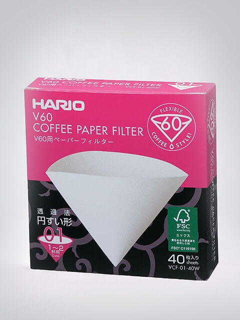Hario filtre en papier 01 40 filtres, jusqu'à 2 tasses, blanc